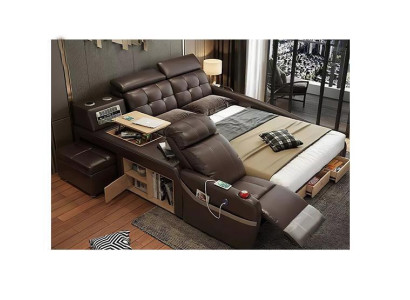 Cama de diseño multifunción grande cuero sintético hotel tapizado 180x200 camas nuevas