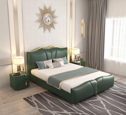 Bett Polster Design Luxus Doppel Hotel Betten grün Luxus Hotel Chesterfield  Cama Acolchada Diseño Lujo Doble Camas de Hotel Verde Lujo Hotel Chesterfield