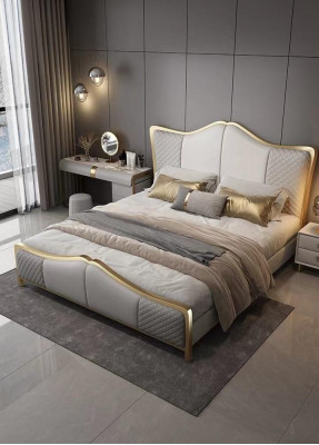 Diseño de cama. Camas de lujo. Hotel moderno. Estructura de hotel de dormitorio.