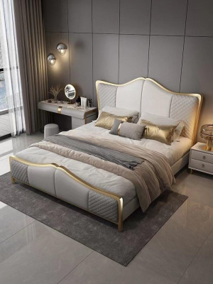 Dormitorio Set de diseñador Grupo de lujo Conjunto Cama 2x Mesitas de noche 3 piezas Nuevo
