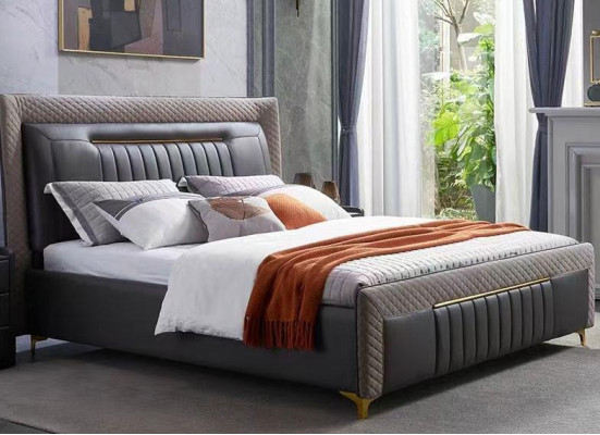 Cama moderna Camas modernas Cama de lujo de cuero Cama de hotel Cama doble Nueva