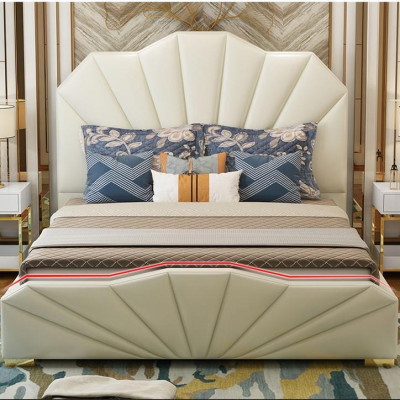 Diseño de camas de cuero para hoteles mobiliario de dormitorio de cama doble.