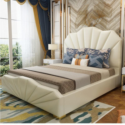 Diseño de camas de cuero para hoteles mobiliario de dormitorio de cama doble.