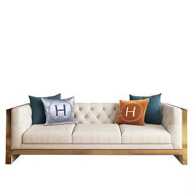 Conjunto de sala de estar Sofá 3+1 plazas lujoso diseño de sofás blanco de cuero nuevo.