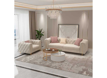 Conjunto de sala de estar de 2 piezas, sofá doble, sofá moderno, sillón de cuero.
