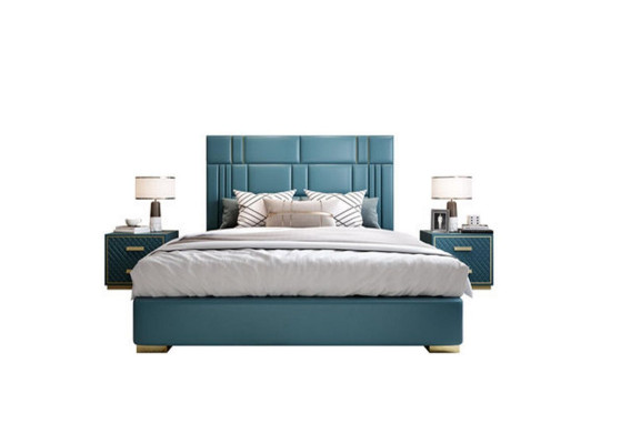 Diseño de cama de lujo para dormitorio doble acolchado en hotel muebles de cama de 180x200.
