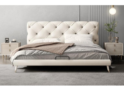 Juego de dormitorio de lujo moderno de diseño de 3 piezas: cama, mesita de noche.