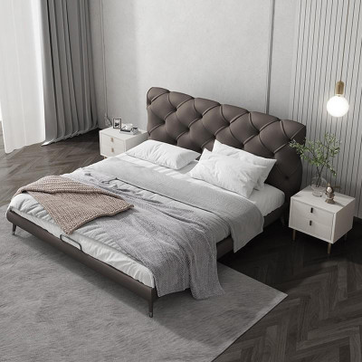 Juego de dormitorio de lujo moderno de diseño de 3 piezas: cama, mesita de noche.