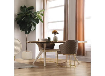 Grupo de comedor de lujo para el comedor, conjunto de mesa y sillas marrones de 5 piezas.