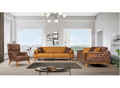 Chesterfield conjunto de asientos sofá de lujo Conjunto de sofás de 3 plazas Sillón 3 piezas