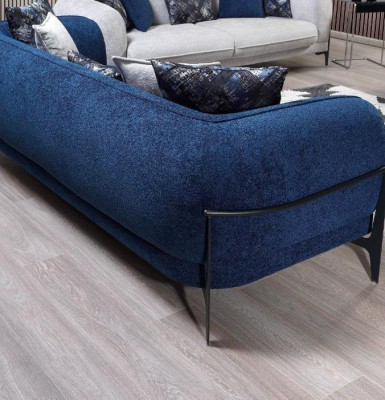 Conjunto de sofás de lujo moderno Sofás de tres plazas Sillón Azul Muebles tapizados de 3 piezas