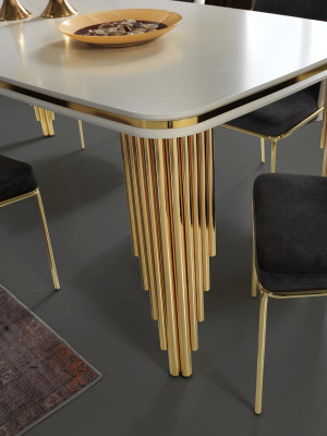 Mesa de comedor mesa de comedor rincón de comedor muebles de comedor mesa madera dorado blanco