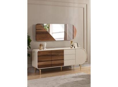 Aparador moderno, cómoda, armario de madera, mueble de acero inoxidable blanco, muebles de lujo.