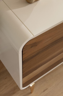 Aparador moderno, cómoda, armario de madera, mueble de acero inoxidable blanco, muebles de lujo.
