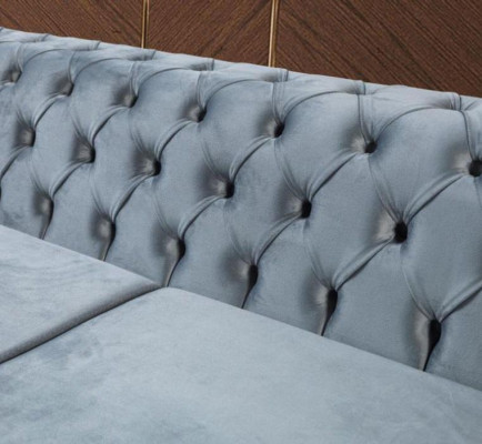 Moderno sofá de tres plazas Chesterfield mueble de acero inoxidable poliéster muebles de sala de estar