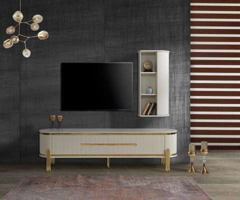 Soporte de TV RTV Lowboard blanco Mesa de Madera Moderna Aparador de Sala de Estar