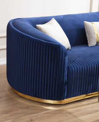 Moderno conjunto de sofá tres plazas sillón muebles de acero inoxidable set de lujo diseño