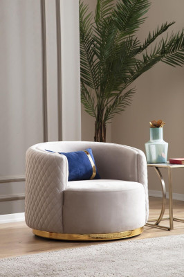 Conjunto de sofás de tres plazas, sillón, muebles de acero inoxidable, asientos de tela azul 3+3+1