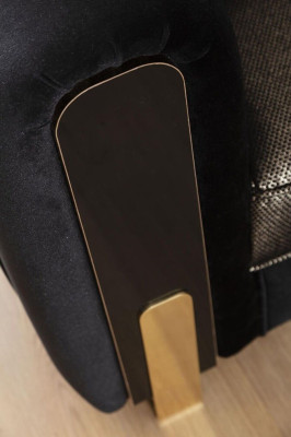 Sillón negro orejero de diseño de lujo para sala de estar, moderno de una plaza.