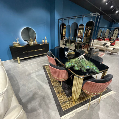 Aparador moderno mueble de acero inoxidable bufé cómoda armario negro nuevo