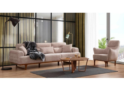 Conjunto de sofás beige de tres plazas Sillón Sillón de lujo Beige Muebles modernos