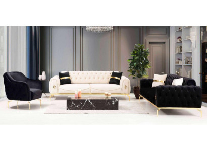 Elegante juego de sofás Chesterfield de acero inoxidable muebles sofás sillones set de sofás.