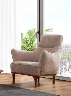 Silla moderna sillón coctelera sillón orejero muebles de diseño beige muebles de madera.