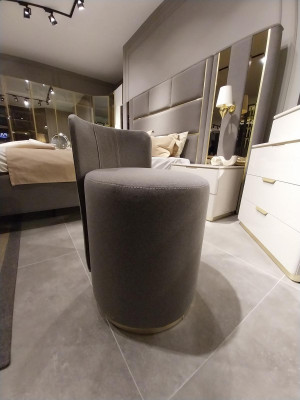 Taburete redondo de diseño, muebles de madera de lujo para sala de estar, otomana de diseño.