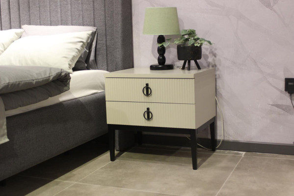 Conjunto de dormitorio de lujo Diseño cama doble elegante 2 mesitas de noche