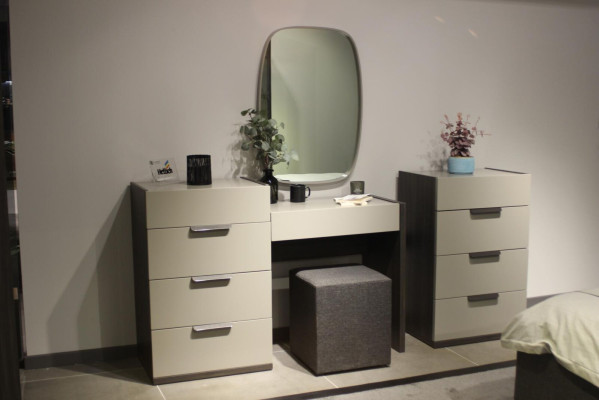 Mesa tocador con espejo Maquillaje Dormitorio Diseño Muebles Madera 2 piezas Nuevo