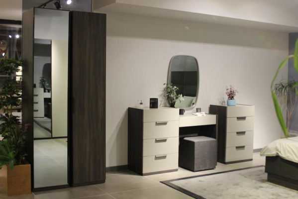 Mesa tocador con espejo Maquillaje Dormitorio Diseño Muebles Madera 2 piezas Nuevo