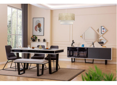 Juego de comedor de diseñador, 10 piezas, muebles de lujo conjunto de comedor elegante Aparador