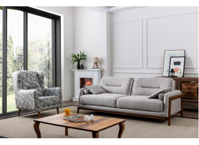 Conjunto de sala de estar de 2 piezas, sofá de tres plazas moderno y sillón de tela.