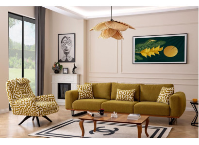 Sofá de lujo, conjunto de 4 + 1 plazas, sofá de diseñador de tela, sofás tapizados.