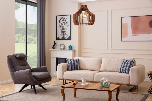 Juego de sala de lujo de 2 piezas, sofá de 3 plazas con sillón, juego de sofás de diseño.