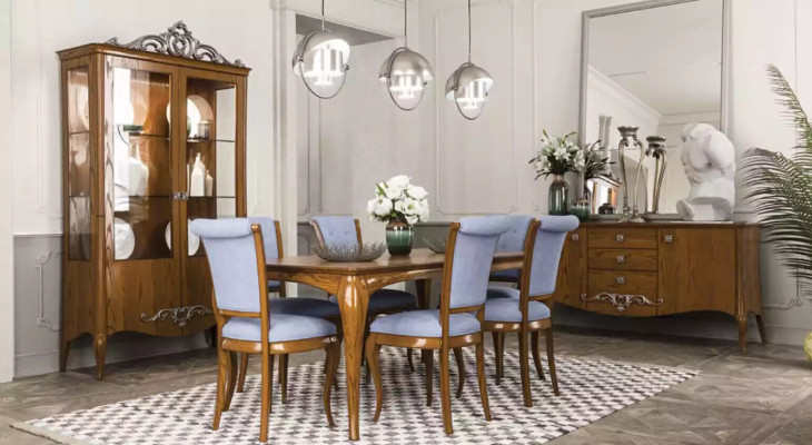 Mesa de comedor Conjunto de 6 sillas Diseño Aparador Muebles de lujo Nuevo