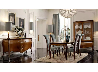 Conjunto completo mesa de comedor 4 sillas Set de comedor Grupo de madera Vitrina de 7 piezas