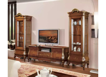 Mueble de salón clásico RTV de pared 2x vitrinas Muebles de madera maciza Estantería para TV Nueva