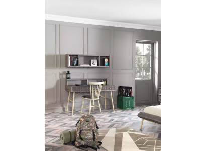 Escritorio Librero Mesa de ordenador Estante Gris Madera para niños Set de 2 piezas