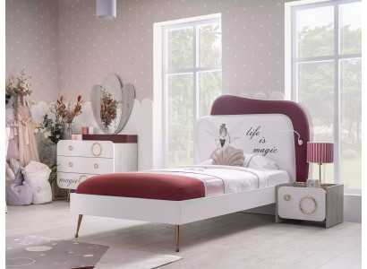 Muebles infantiles modernos, conjunto de lujo cama cómoda espejo mesitas de noche 4 piezas