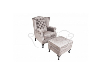 Taburete Beige de diseñador de lujo, taburete acolchado de asiento textil para relajarse junto al sofá.