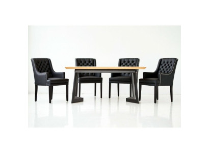 Mesa de comedor de diseñador 4 sillas de respaldo Chesterfield Grupo de asientos