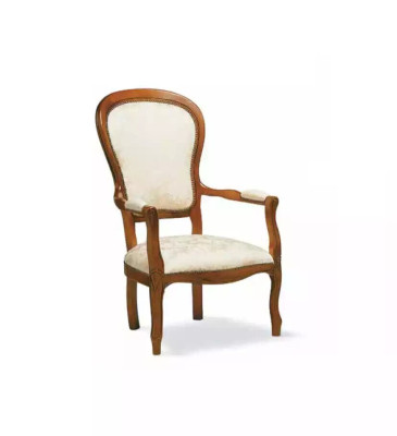 Silla de comedor clásica con reposabrazos, mueble textil de diseño.