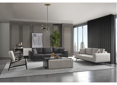 Conjunto completo de sofás y sillones gris, juego de sofá de 4 piezas.
