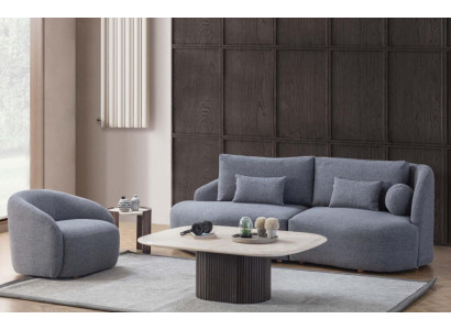 Conjunto completo de sala de estar, sofá de tres plazas y sillón de diseñador, 2 piezas.