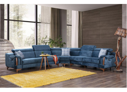 Sofá en forma de L moderno azul, sofá esquinero salón diseño nuevo mueble.