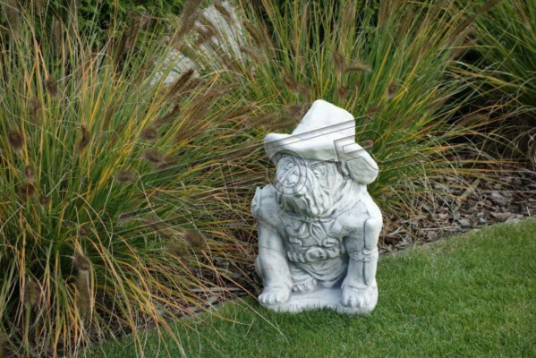 Decoración de jardín Perro Terraza Figuras de piedra blanco Estatua decorativa Figura
