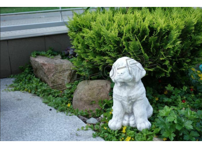 Decoración de jardín Perro Terraza Piedra Blanco Figura Figuras Estatuas Decorativas