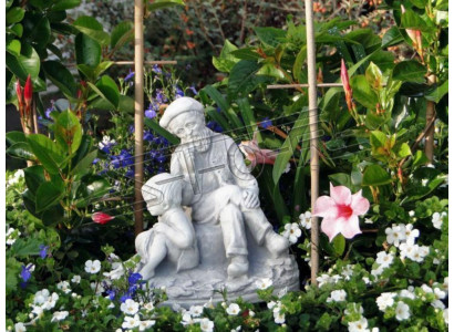 Decoración de jardín, abuelo nieto estatua escultura figuras esculturas.