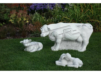 Jardín Vaca Decoración Figura de Piedra Decoración de Terraza Estatua Blanca Escultura de Naturaleza